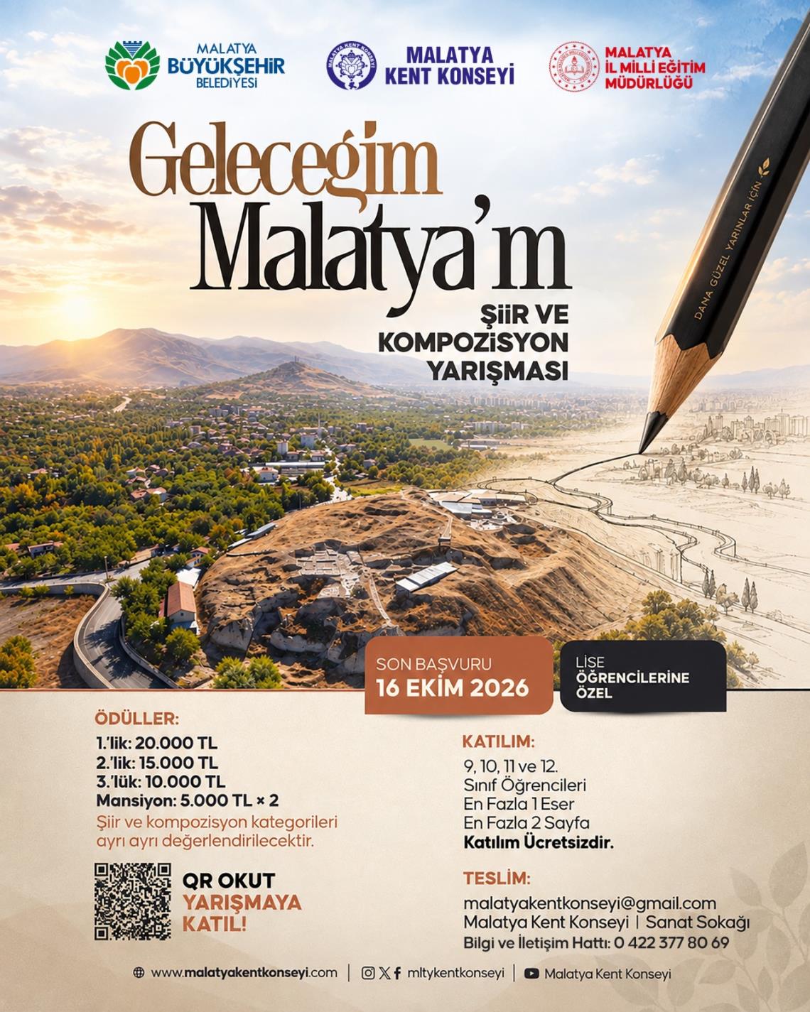 Malatya Kent Konseyi’nden  “Geleceğim Malatya’m” Konulu Kompozisyon ve Şiir Yarışması